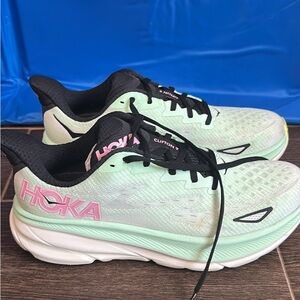 Hoka Women's Athletic Shoes in Mint and Pink